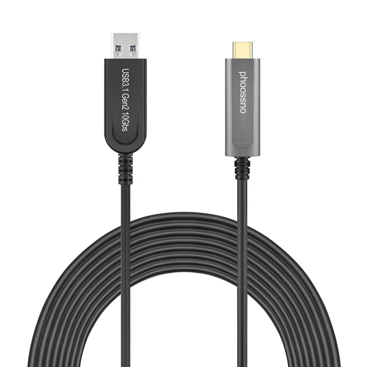 SB A to C Fiber Optical Extension Cable USB 3.2 Gen2 10Gbps 15M 50FT